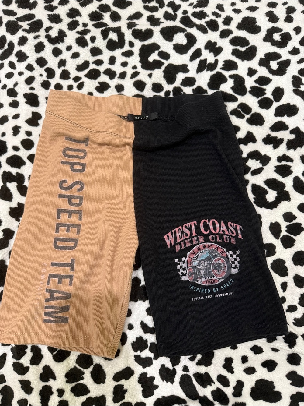 Forever 21 Two-Tone Tan and Black Biker Bike Shorts